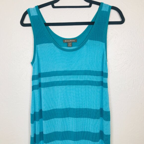 Tommy Bahama Blue and Aqua Scoop Neck Striped Knit Maxi Dress - Picture 3 of 8